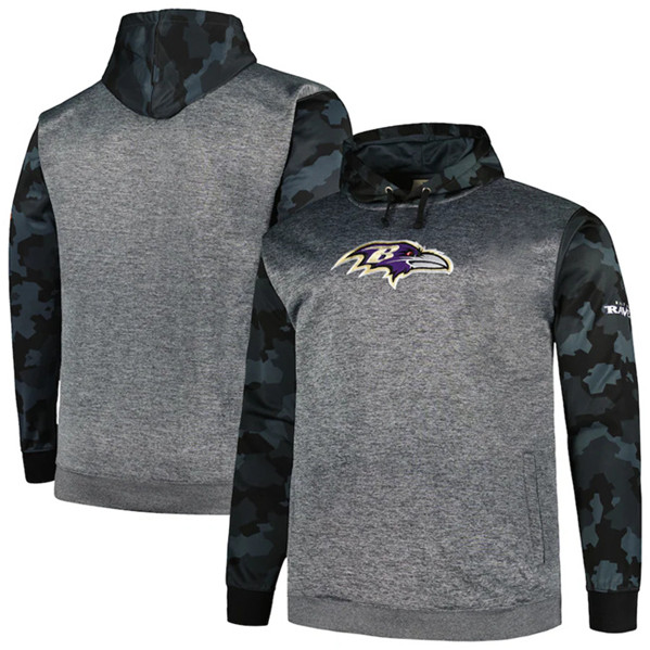 Men's Baltimore Ravens Heather Charcoal Big & Tall Camo Pullover Hoodie